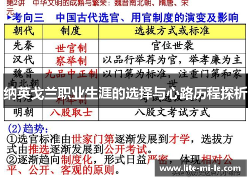 纳英戈兰职业生涯的选择与心路历程探析
