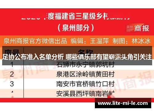 足协公布准入名单分析 哪些俱乐部有望崭露头角引关注